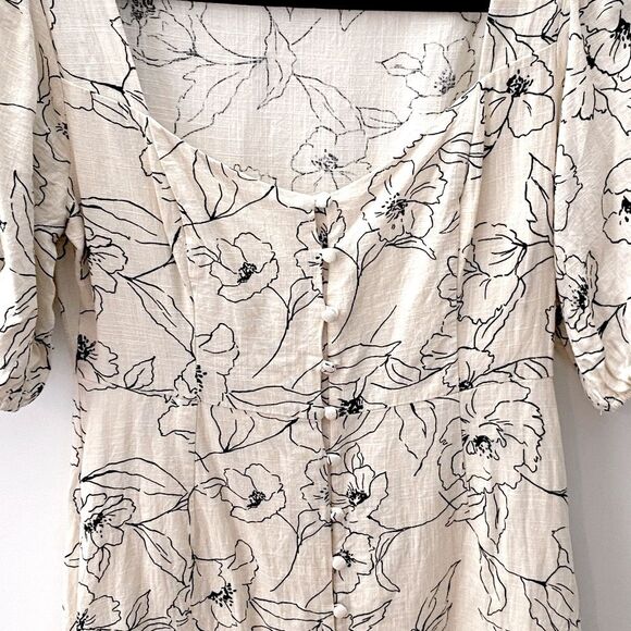 LUSH Puff Sleeve Floral Babydoll Dress Sz Small Sweetheart Button Front Milkmaid - Picture 3 of 13